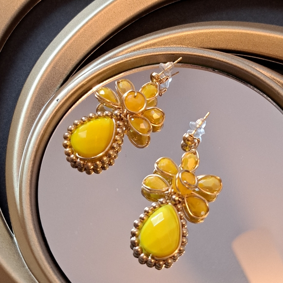 Earrings hand made, color yellow - Picture 2 of 3